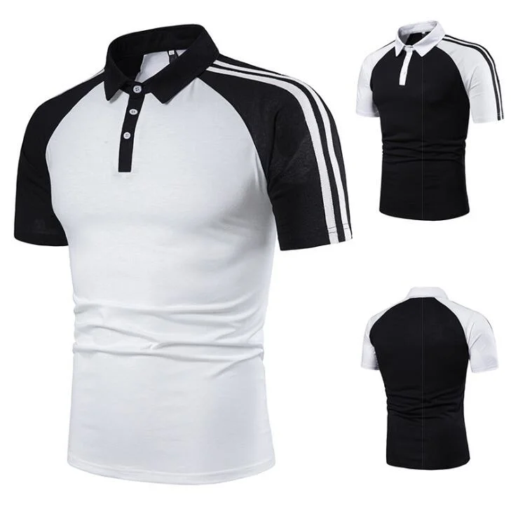 Raglan Sleeve Polo Shirt Striped 95% Cotton Polo Shirt with Private Label