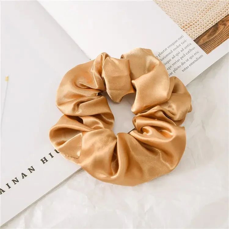 Retro Simple Stain Hair Scrunchies Women Silk Scrunchie