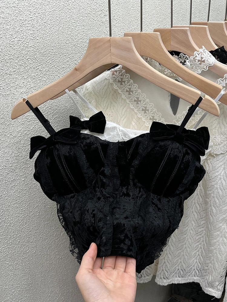 Autumn and Winter Sexy Velvet Lace Camisole